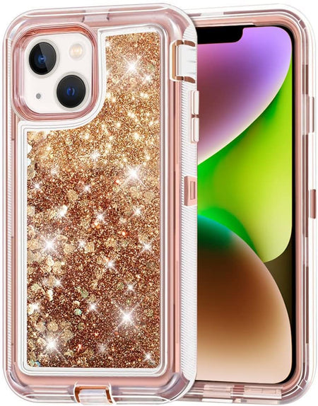 Entronix Heavy Duty Glitter Case for Apple iPhone 14, Triple-Layer & Full Protection, - Entro Retail