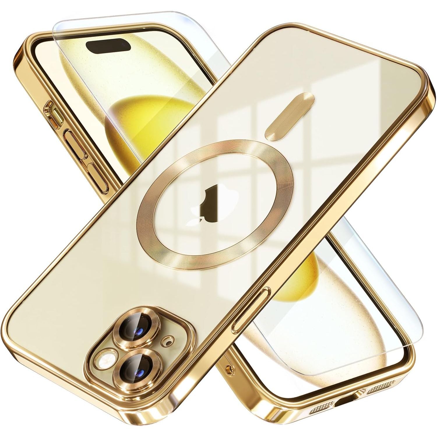 Entronix Bundle Compatible with iPhone 15 Plus - [Magnetic] Luxury Glossy Case & 1 Clear Screen Protector