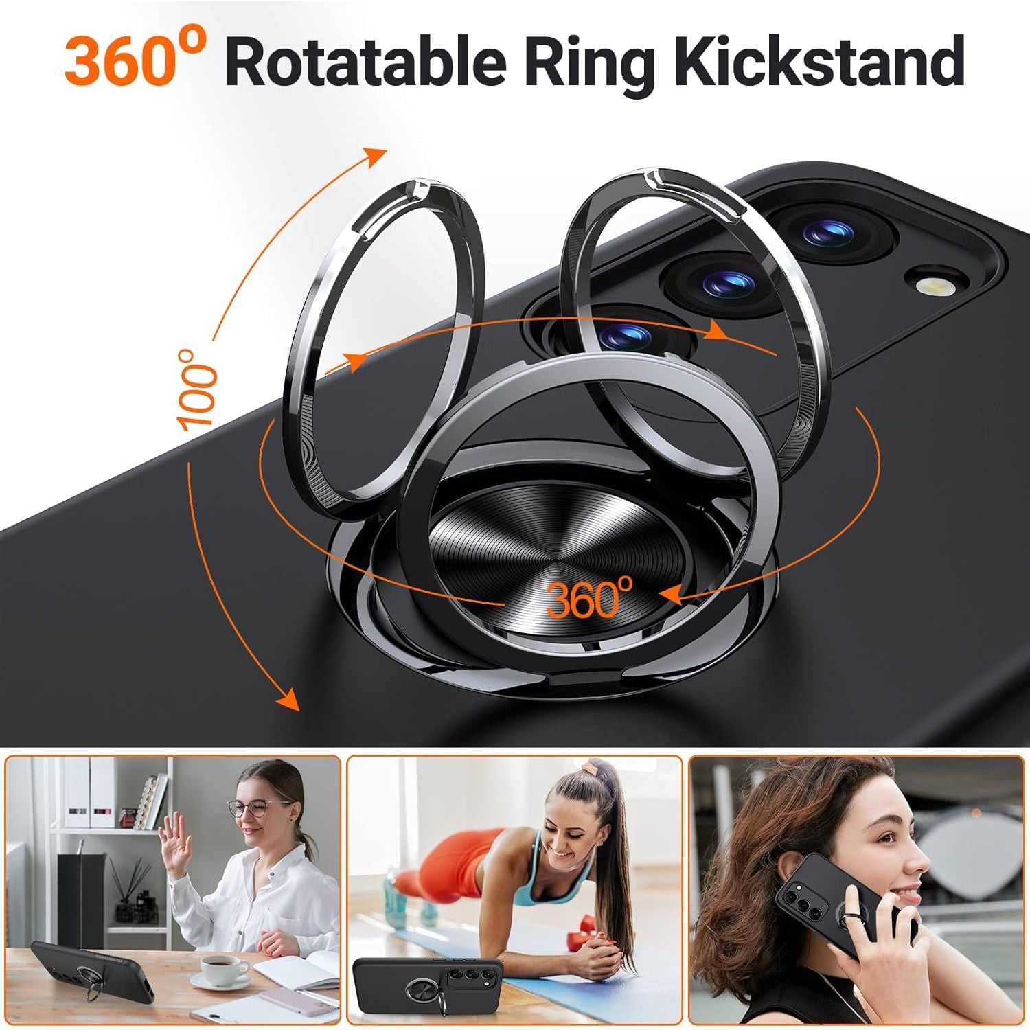 Entronix Case Compatible with Galaxy S24 Plus - 360º Circular Ring Gripstand - Entronix
