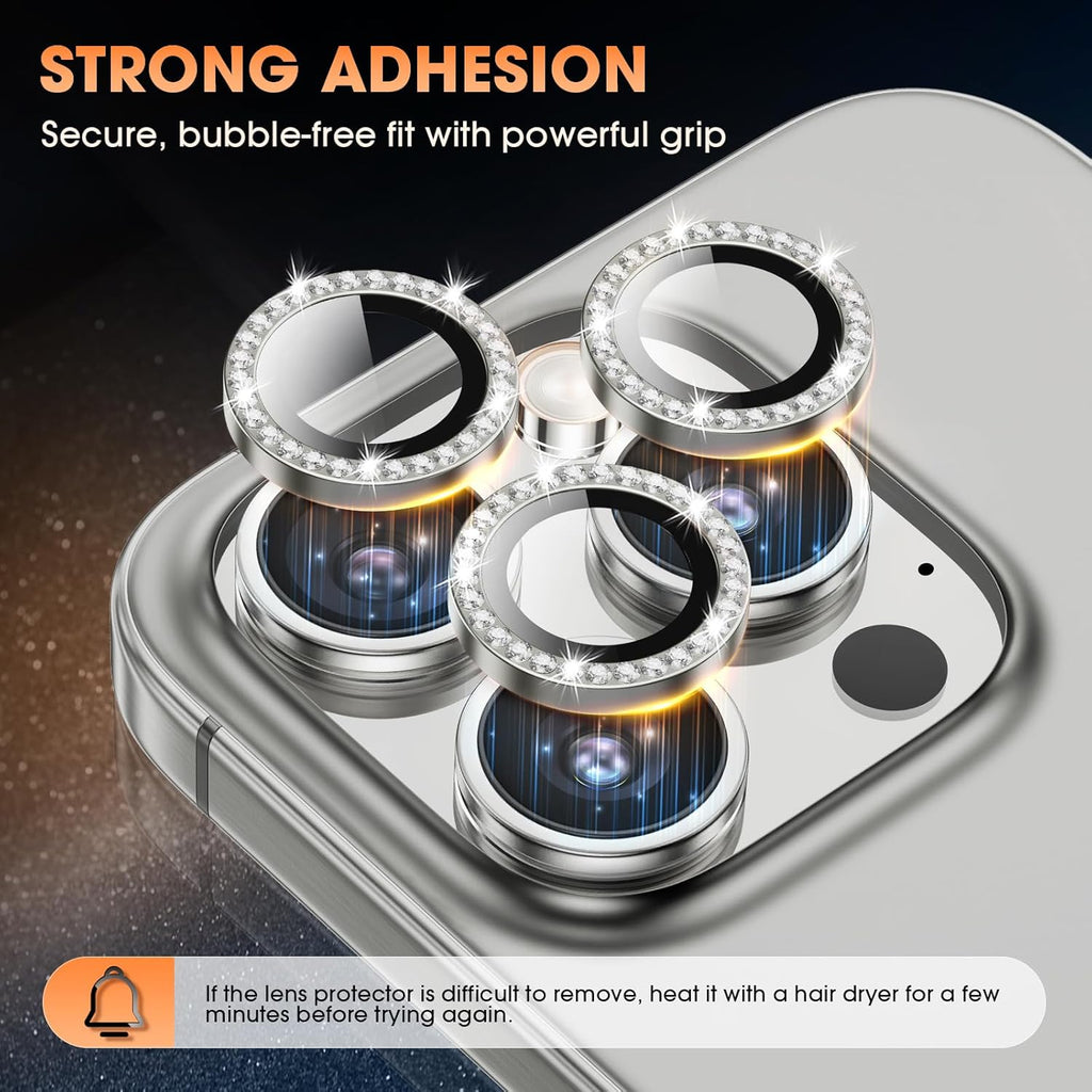 Entronix Camera Lens Protector Compatible with iPhone 17 Pro/17 Pro Max - Luxury Diamond Metal Cover