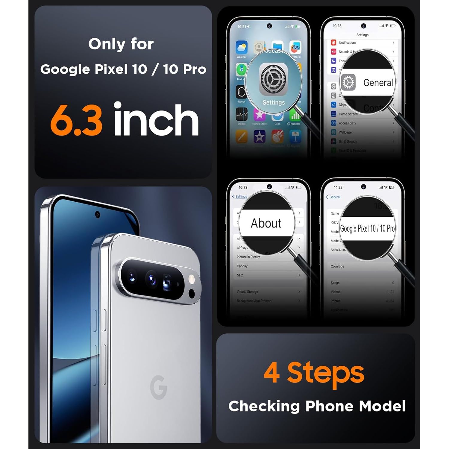 Entronix [Magnetic] Case Compatible with Pixel 10/10 Pro - [Hard Back] Slim Clear