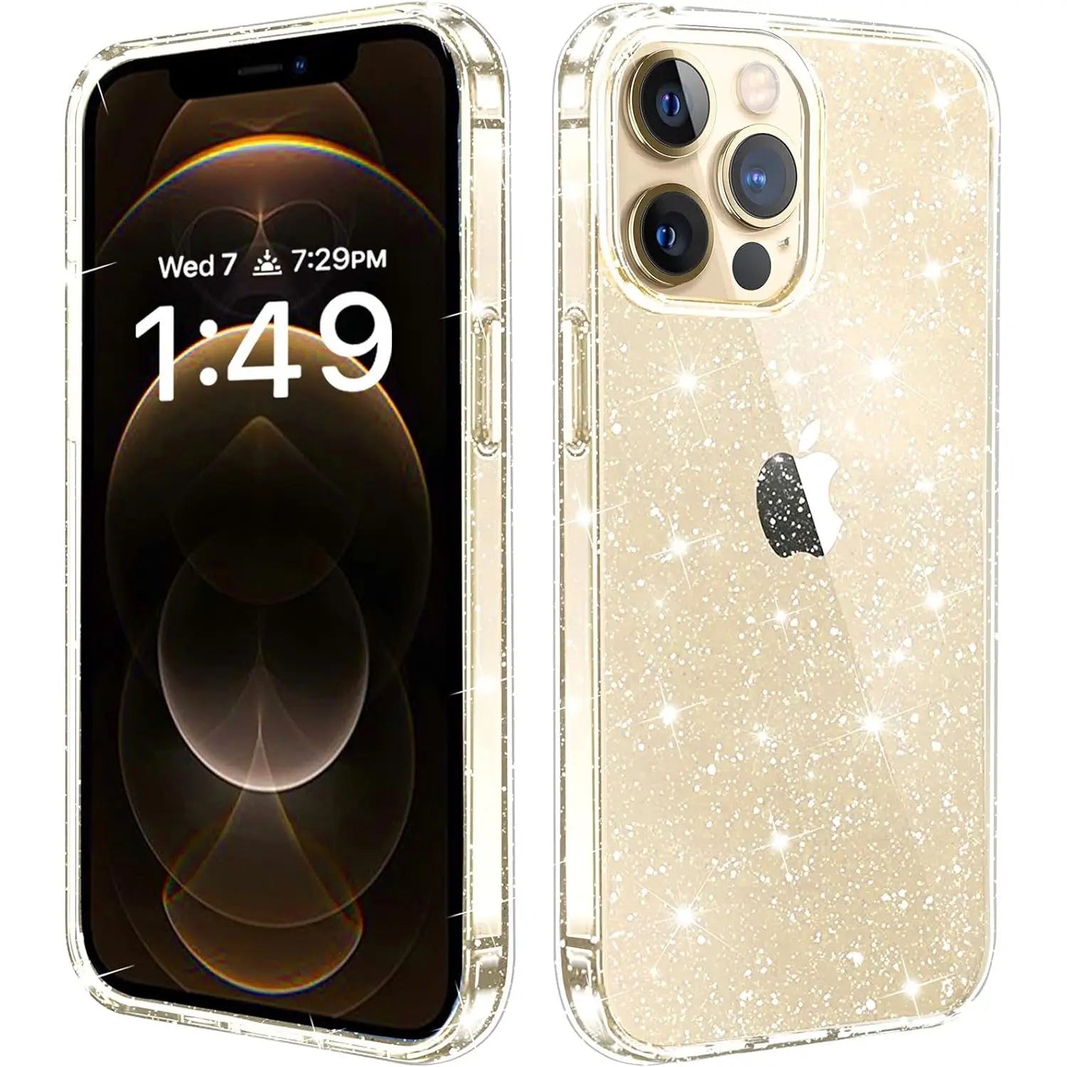 Entronix Glitter Clear Case for Apple iPhone 12 Pro Max, Crystal Clear Sparkly Bumper Cover - Entro Retail