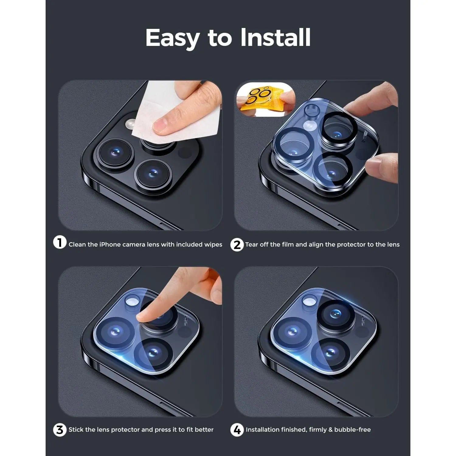 Entronix 3-Pack for Apple iPhone 15, Clear Camera Lens Protector, Easy Installation - Entro Retail