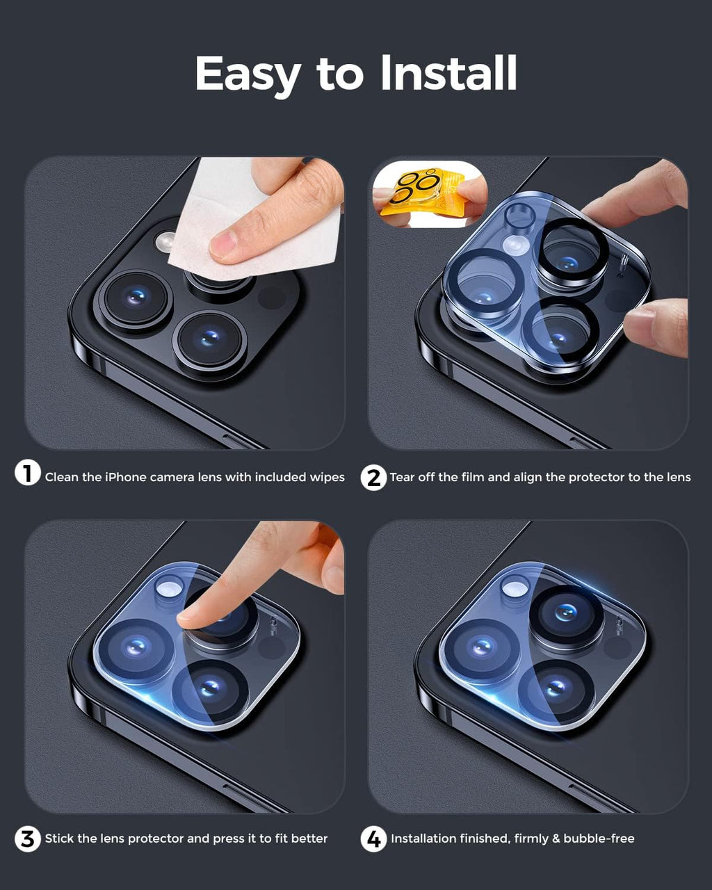 Entronix Clear Camera Lens Protector Compatible with iPhone 16 Pro - 3-Piece Combo