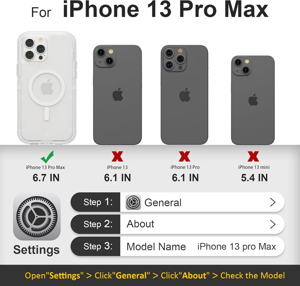 Entronix [Magnetic] Case Compatible with iPhone 13 Pro Max - [Clear] Triple-Layer Heavy Duty Protection
