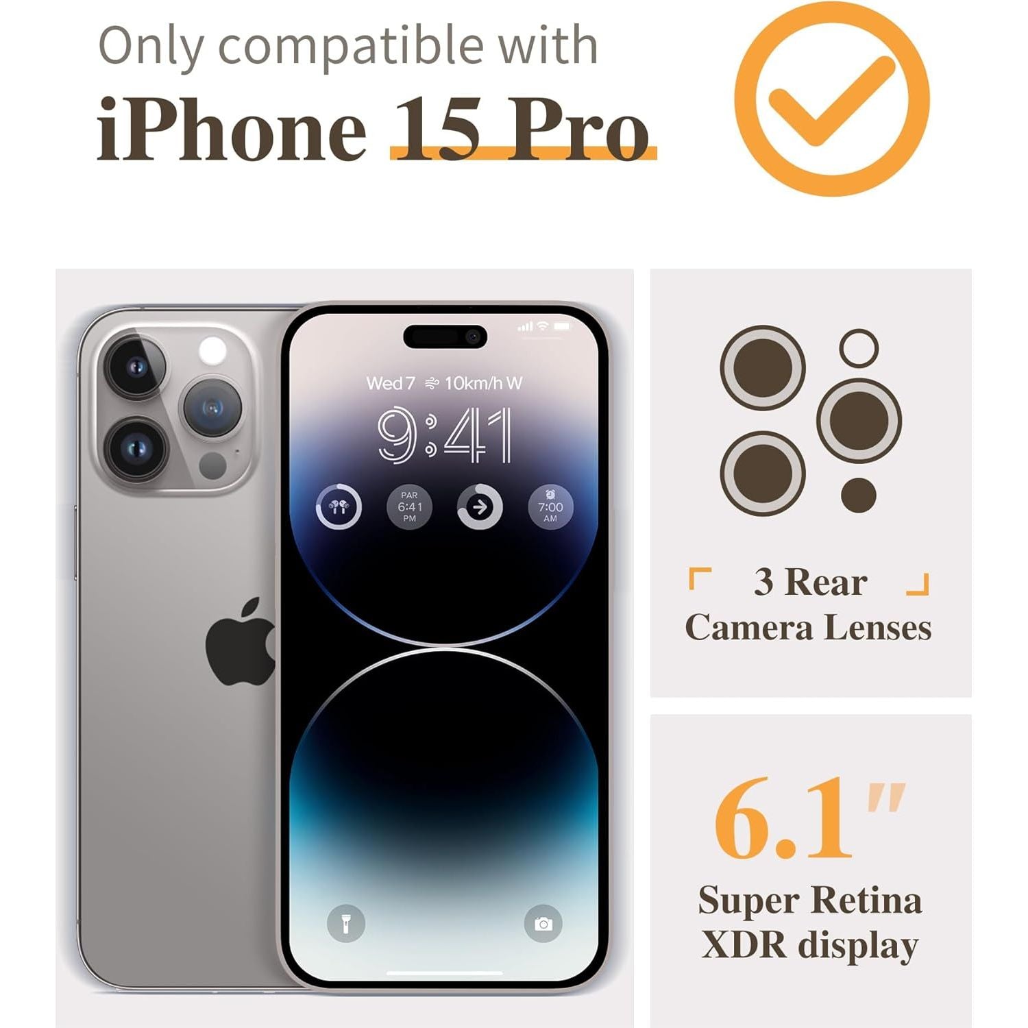 Entronix 2-Pack for Apple iPhone 15 Pro, Clear Camera Lens Protector, Easy Installation - Entro Retail