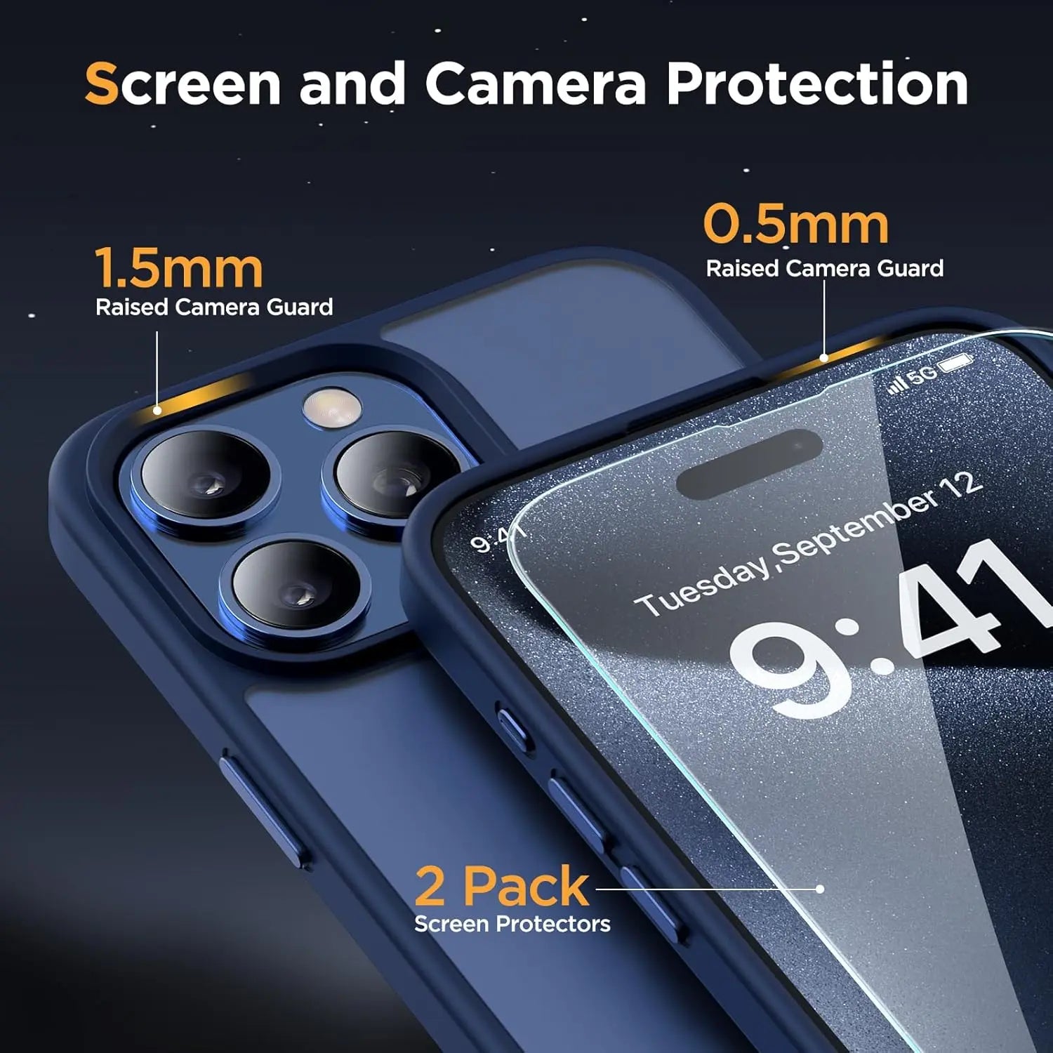 Entronix Apple iPhone 16 Pro [Magnetic-Compatible] Clear Case & 2 Tempered Glass Screen Protectors - Entronix