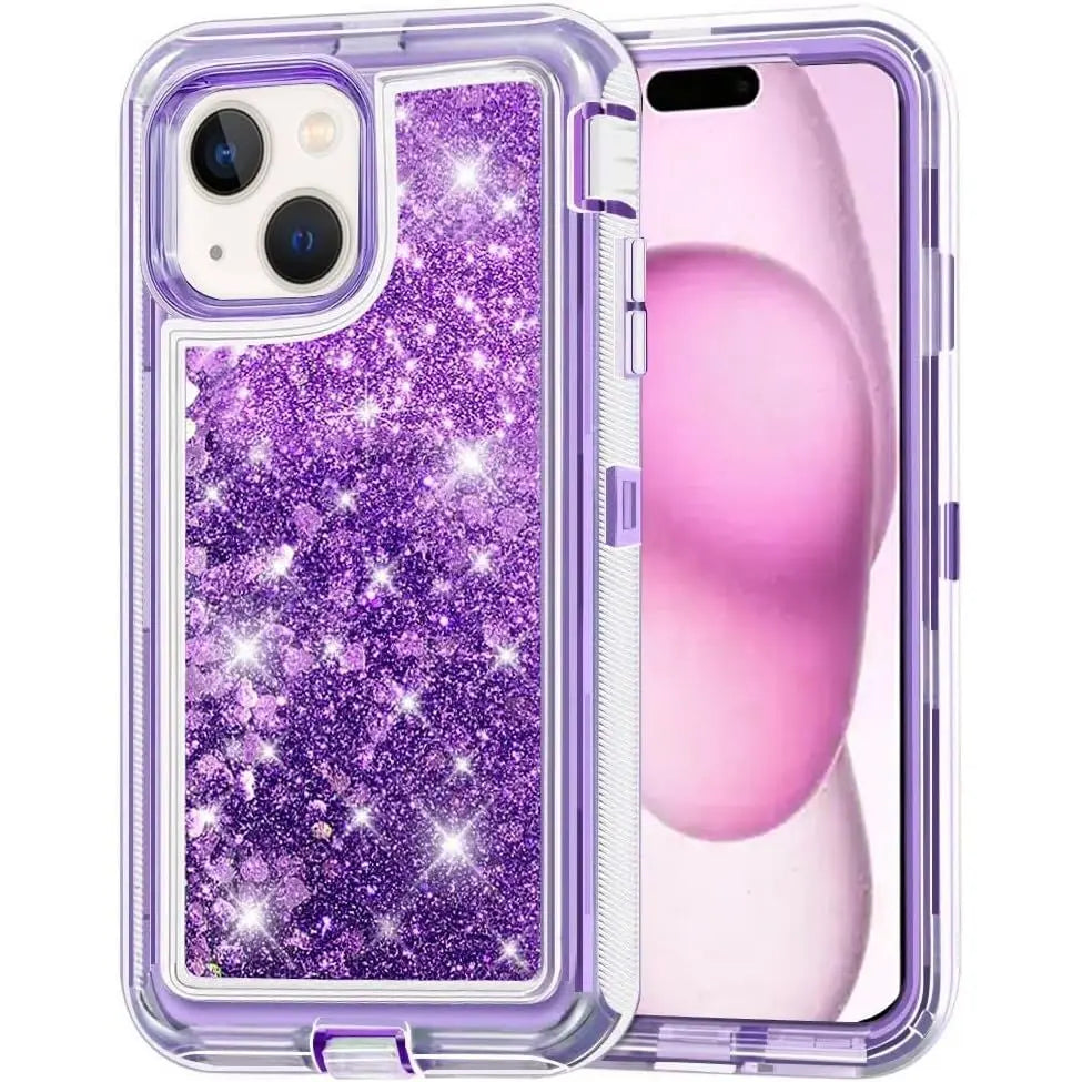 Entronix Heavy Duty Glitter Case for Apple iPhone 15, Triple-Layer & Full Protection, - Entro Retail