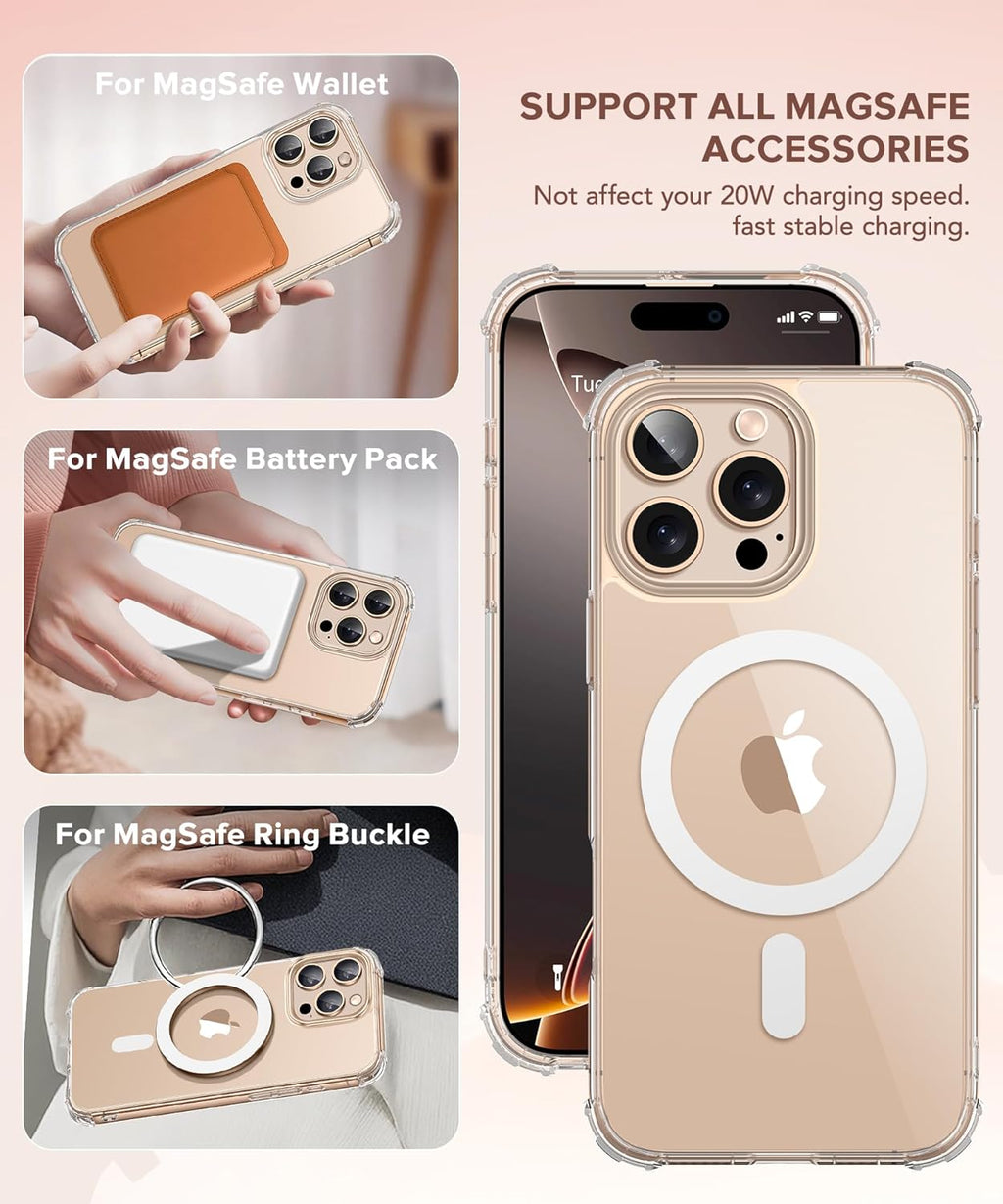 Entronix 3-in-1 Bundle for Apple iPhone 16 Pro, Magnetic Clear Case & 2 Clear Tempered Glass Screen Protectors - Entro Retail