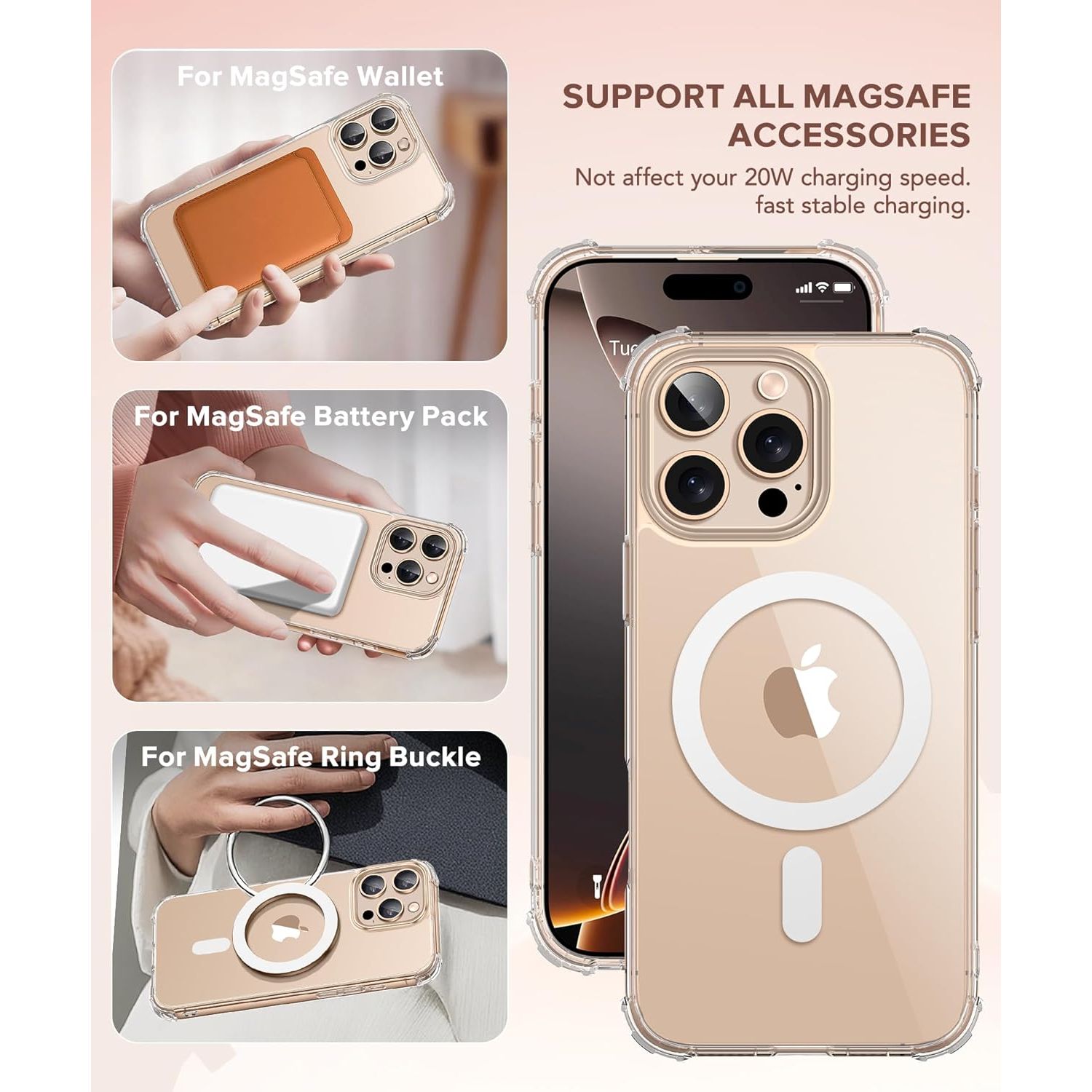 Entronix 3-in-1 Bundle for Apple iPhone 16 Pro Max, Magnetic Clear Case & 2 Clear Tempered Glass Screen Protectors - Entro Retail