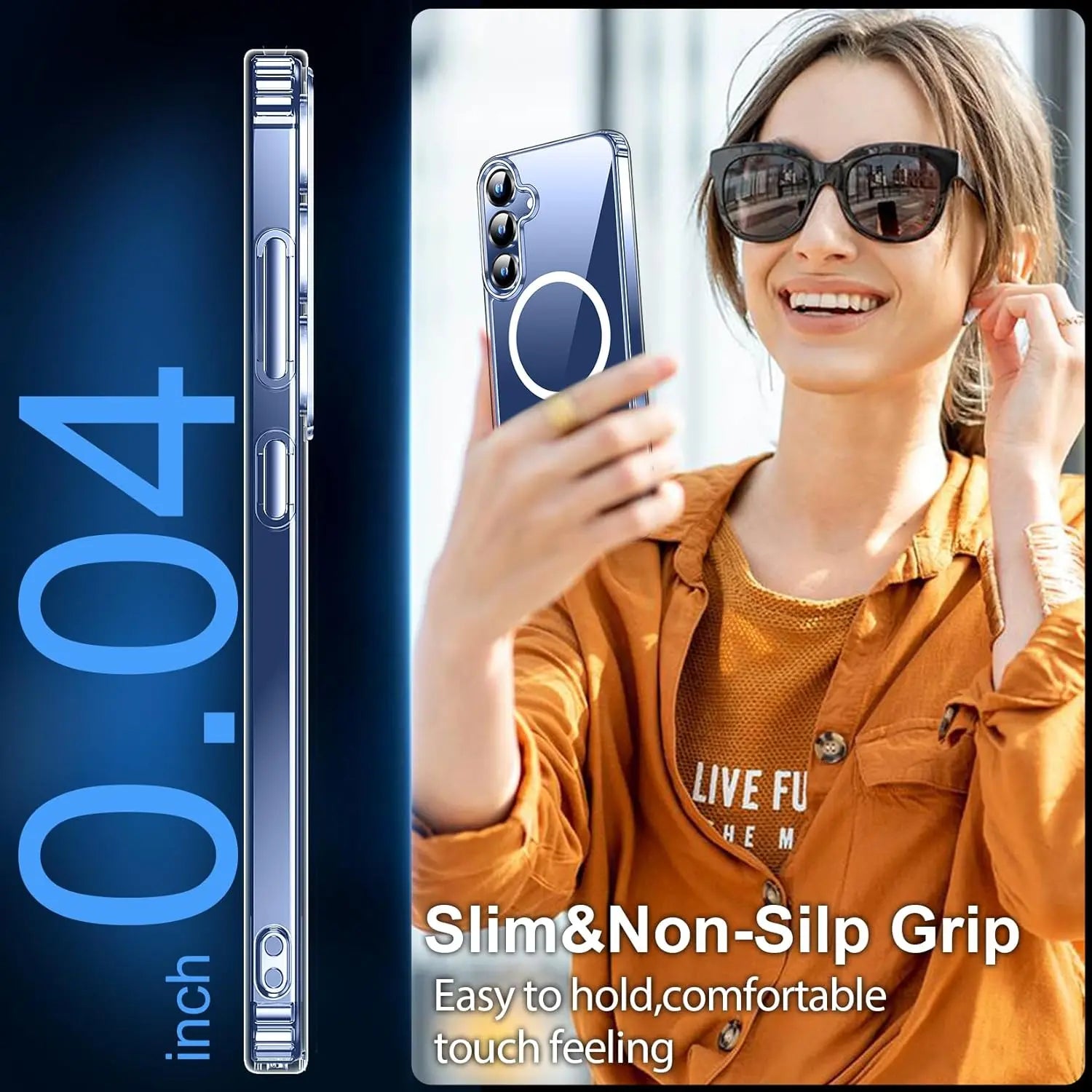 Entronix Bundle Compatible with Galaxy S24 Plus - [Magnetic] Clear Case & 1 Clear Screen Protector - Entronix