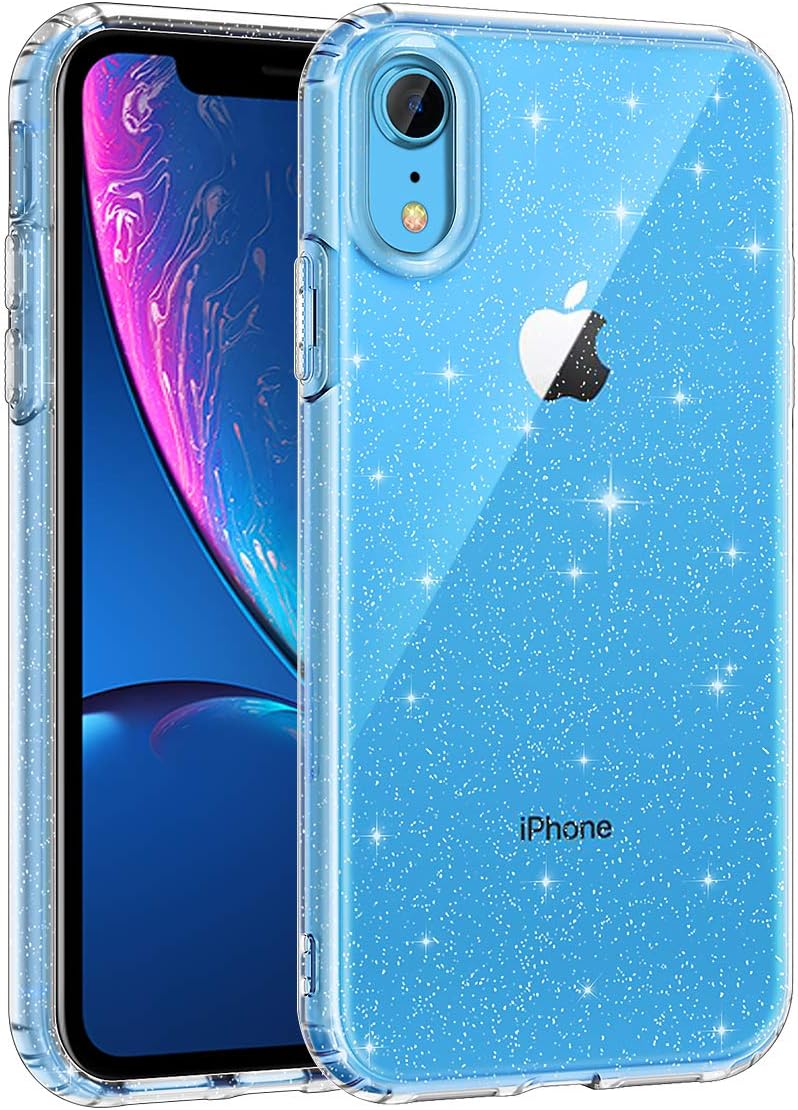 Entronix Glitter Clear Case for Apple iPhone XR, Crystal Clear Sparkly Bumper Cover - Entro Retail