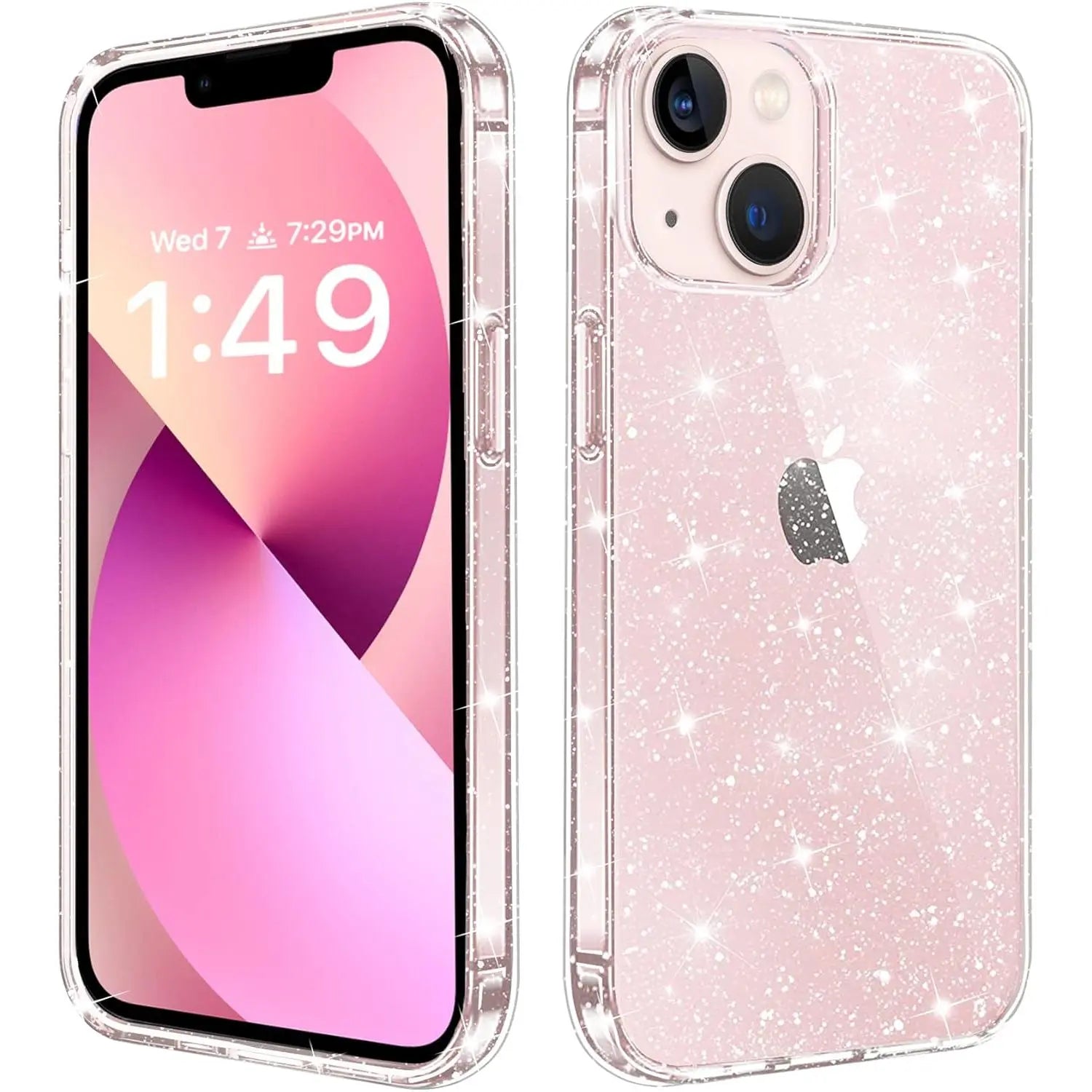 Entronix Glitter Clear Case for Apple iPhone 13, Crystal Clear Sparkly Bumper Cover - Entro Retail