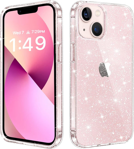 Entronix Glitter Clear Case for Apple iPhone 13, Crystal Clear Sparkly Bumper Cover - Entro Retail