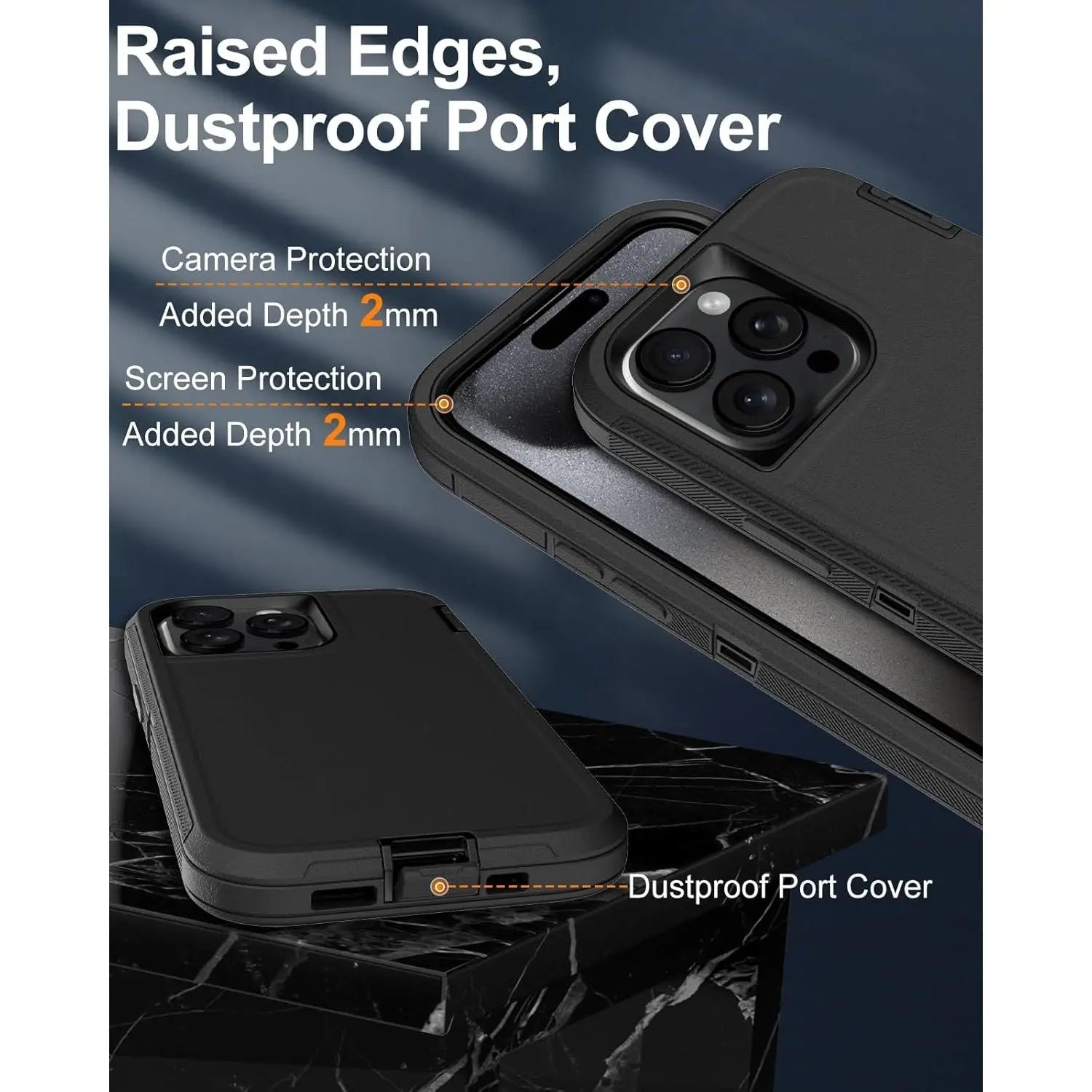 Entronix 2-in-1 Bundle for Apple iPhone 15 Pro Max, Heavy Duty Case & Clear Tempered Glass Screen Protector, Full Protection & Easy Installation - Entro Retail