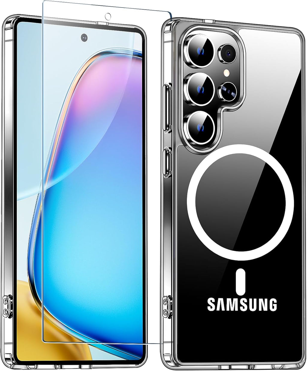 Entronix Bundle Compatible with Galaxy S24 Ultra - [Magnetic] Clear Case & 1 Clear Screen Protector
