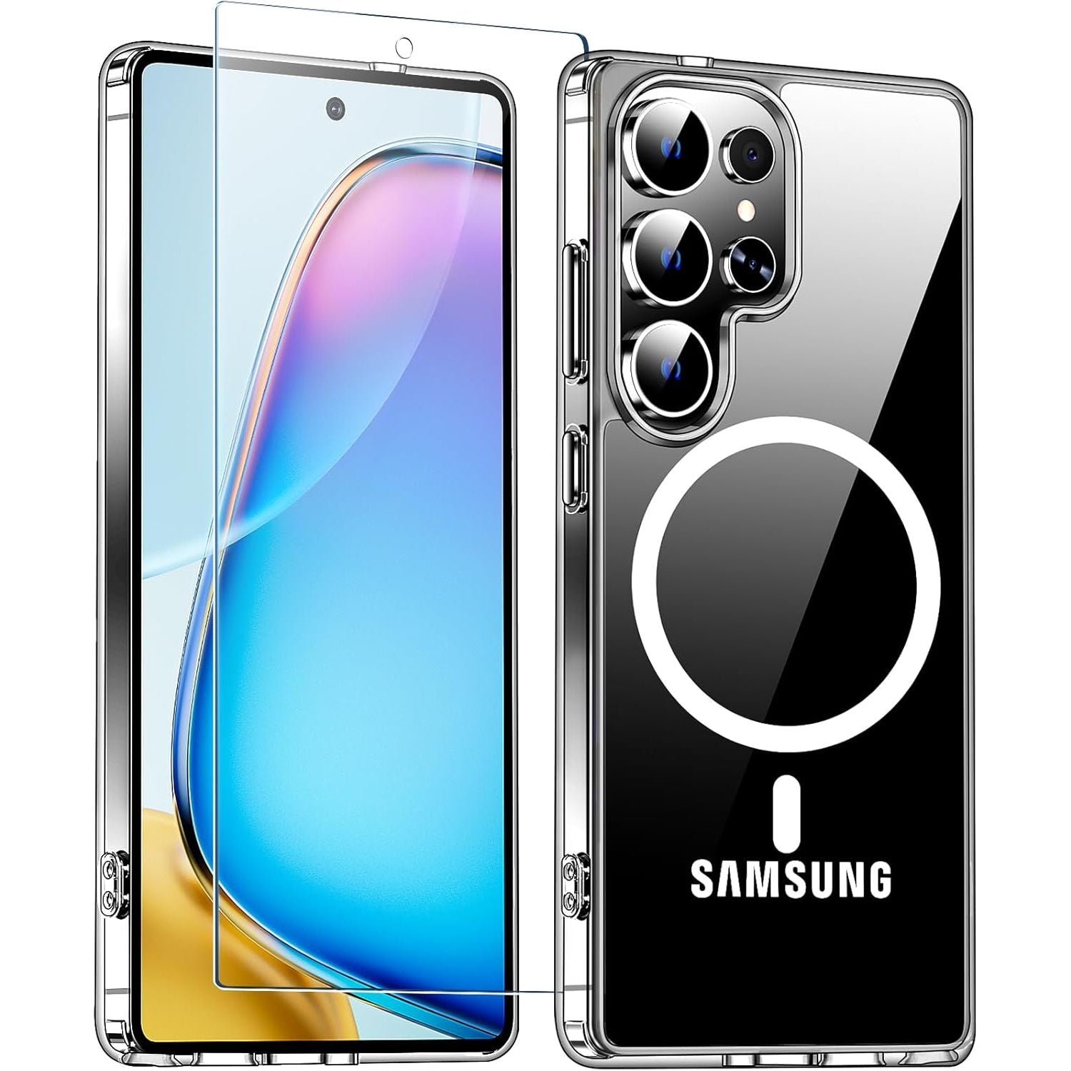 Entronix Bundle Compatible with Galaxy S25 Ultra - [Magnetic] Clear Case & 1 Clear Screen Protector