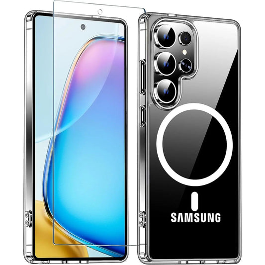 Entronix Bundle Compatible with Galaxy S25 Ultra - [Magnetic] Clear Case & 1 Clear Screen Protector - Entronix