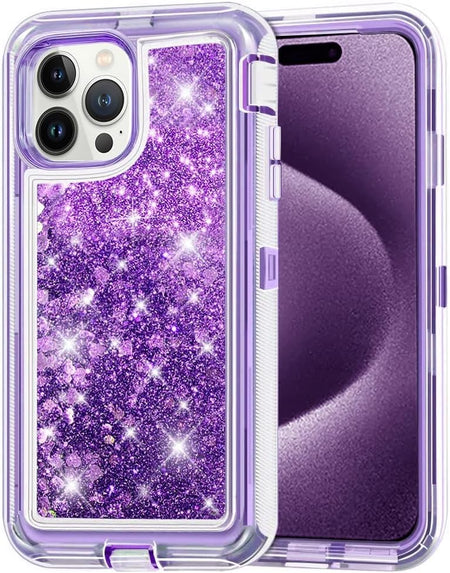 Entronix Heavy Duty Glitter Case for Apple iPhone 15 Pro, Triple-Layer & Full Protection, - Entro Retail