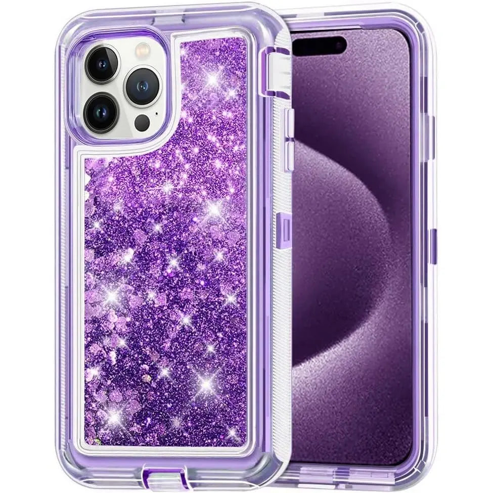 Entronix Heavy Duty Glitter Case for Apple iPhone 15 Pro Max, Triple-Layer & Full Protection, - Entro Retail