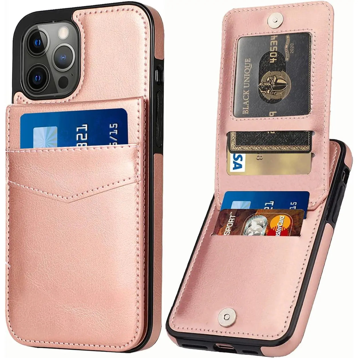 Entronix Slim Wallet Case for Apple iPhone 15 Pro Max, Leather Wallet & Card Holder Bumper Cover, - Entro Retail
