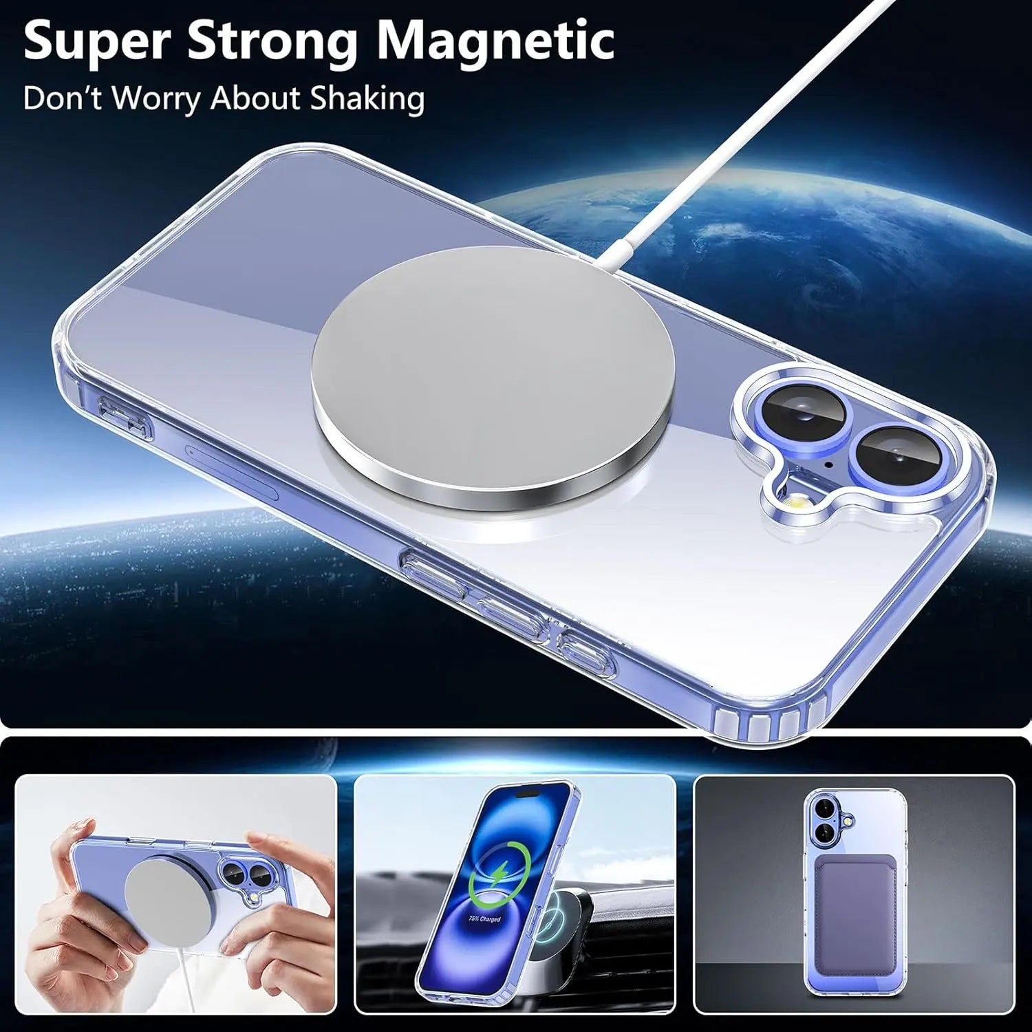 Entronix Bundle Compatible with iPhone 16 - [Magnetic] Clear Case, 2 Clear Screen Protectors & 2 Camera Lens Protectors - Entronix