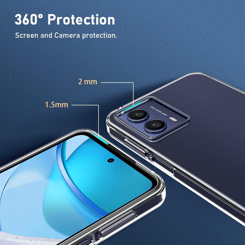 Entronix Clear Case for Motorola G Power 2023, Crystal Clear Transparent Bumper Cover - Entro Retail