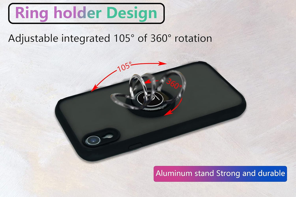 Entronix Matte Ring Case for Apple iPhone XR, Slim Matte Cover with Built-In Kickstand, - Entro Retail