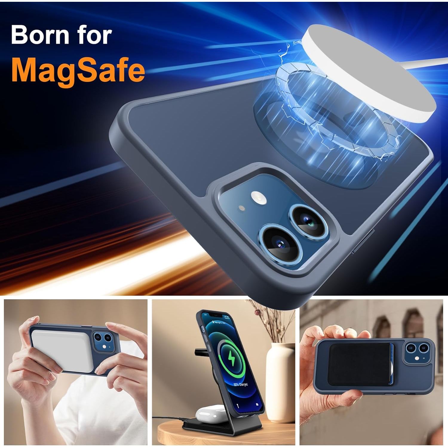 Entronix Apple iPhone 12 [Magnetic-Compatible] Clear Case & 2 Tempered Glass Screen Protectors - Entronix