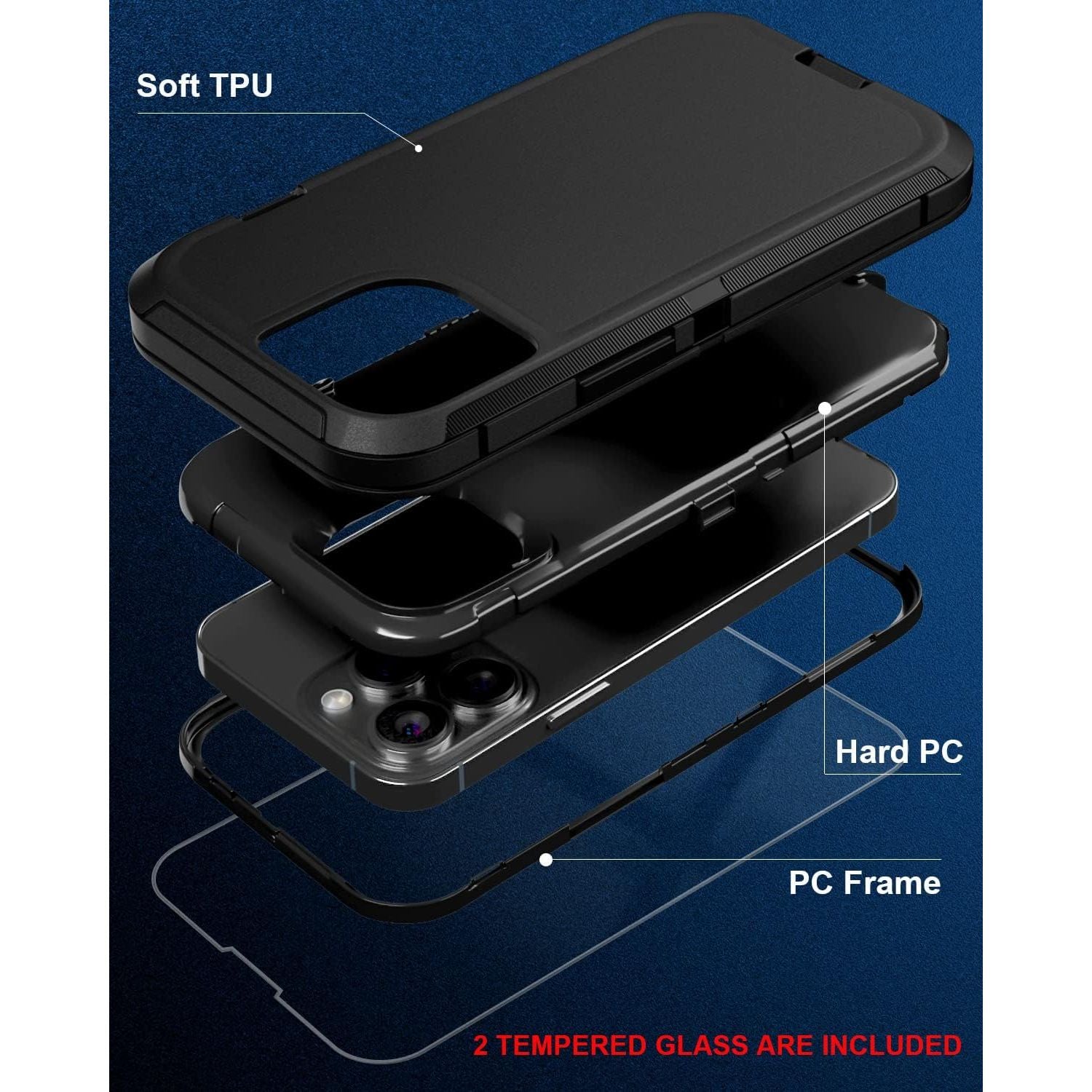 Entronix Bundle Compatible with iPhone 8 Plus/7 Plus - Heavy Duty Case & 2 Clear Screen Protectors