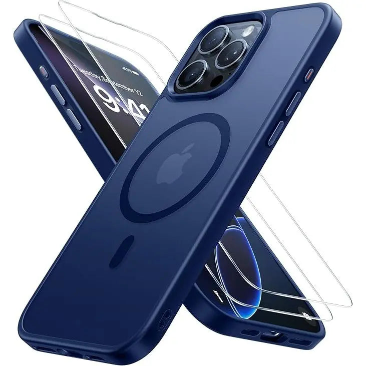 Entronix Apple iPhone 13 Pro Max [Magnetic-Compatible] Clear Case & 2 Tempered Glass Screen Protectors - Entronix