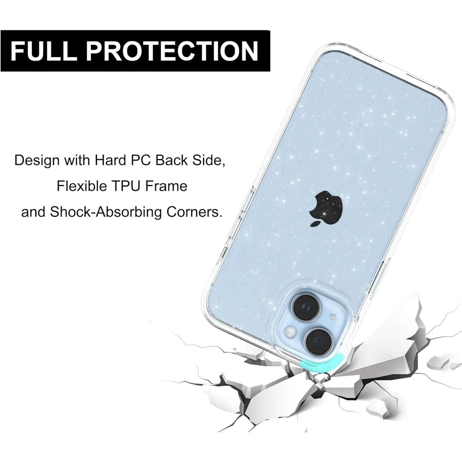 Entronix Glitter Clear Case for Apple iPhone X/XS, Crystal Clear Sparkly Bumper Cover - Entro Retail
