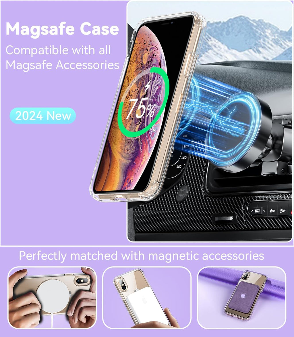 Entronix Bundle Compatible with iPhone X/XS - [Magnetic] Clear Case & 2 Clear Screen Protectors