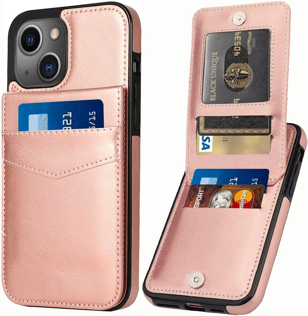 Entronix Slim Wallet Case for Apple iPhone 13 Mini, Leather Wallet & Card Holder Bumper Cover, - Entro Retail