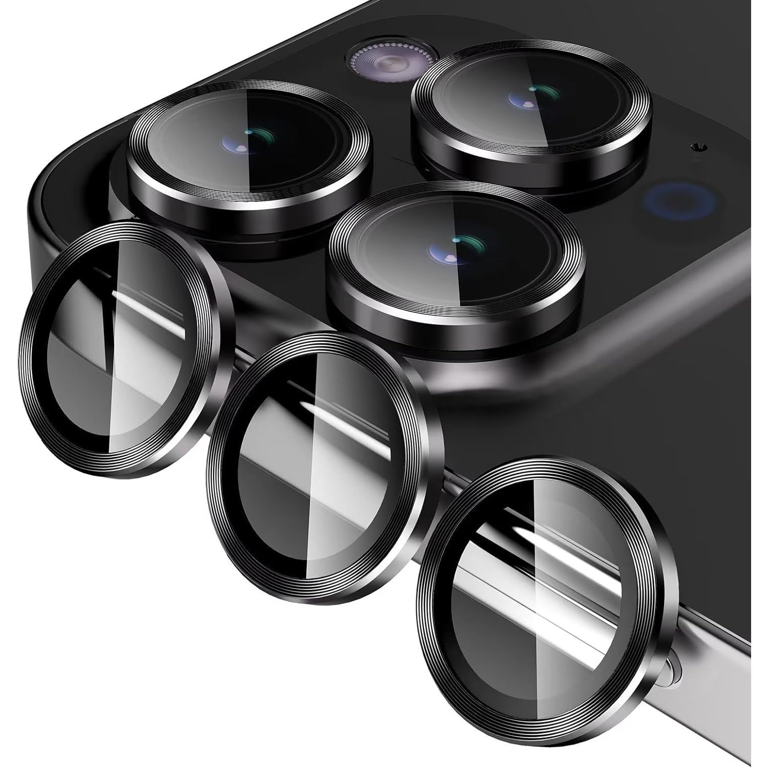 Entronix Metallic Camera Lens Protector for Apple iPhone 14 Pro Max, Easy Installation, - Entro Retail