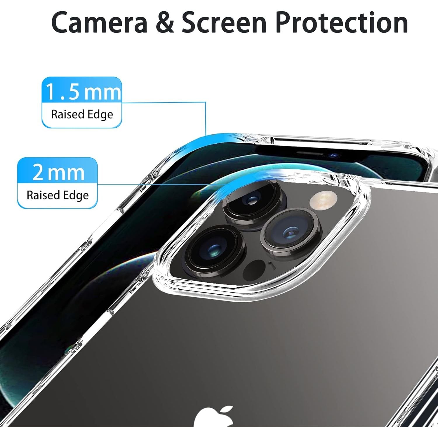 Entronix Heavy Duty Clear Case for Apple iPhone 12 Pro Max, Crystal Clear Transparent Bumper Cover - Entro Retail