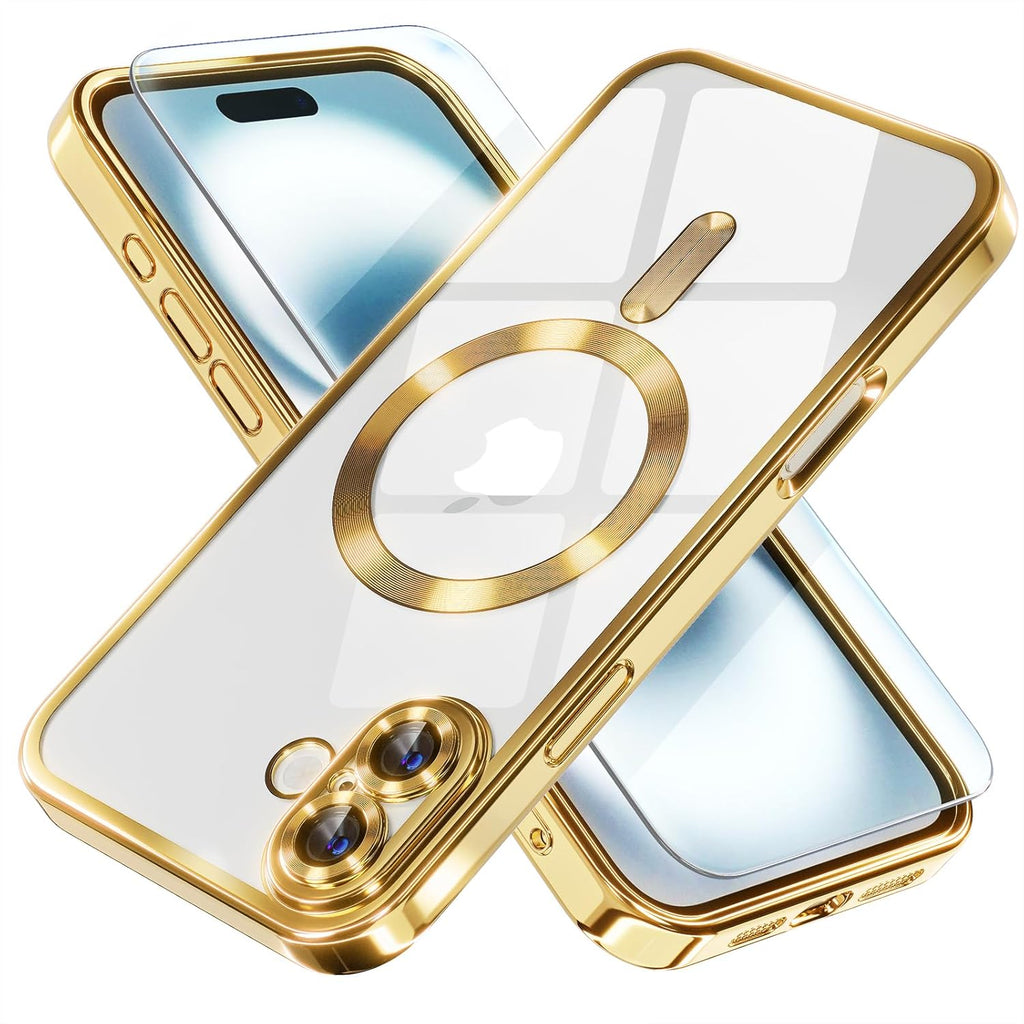 Entronix Bundle Compatible with iPhone 16 - [Magnetic] Luxury Glossy Case & 1 Clear Screen Protector