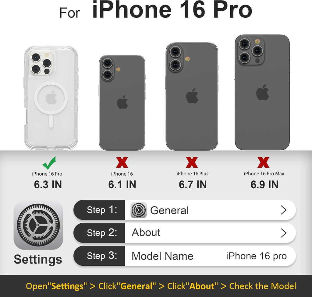 Entronix [Magnetic] Case Compatible with iPhone 16 Pro - [Clear] Triple-Layer Heavy Duty Protection