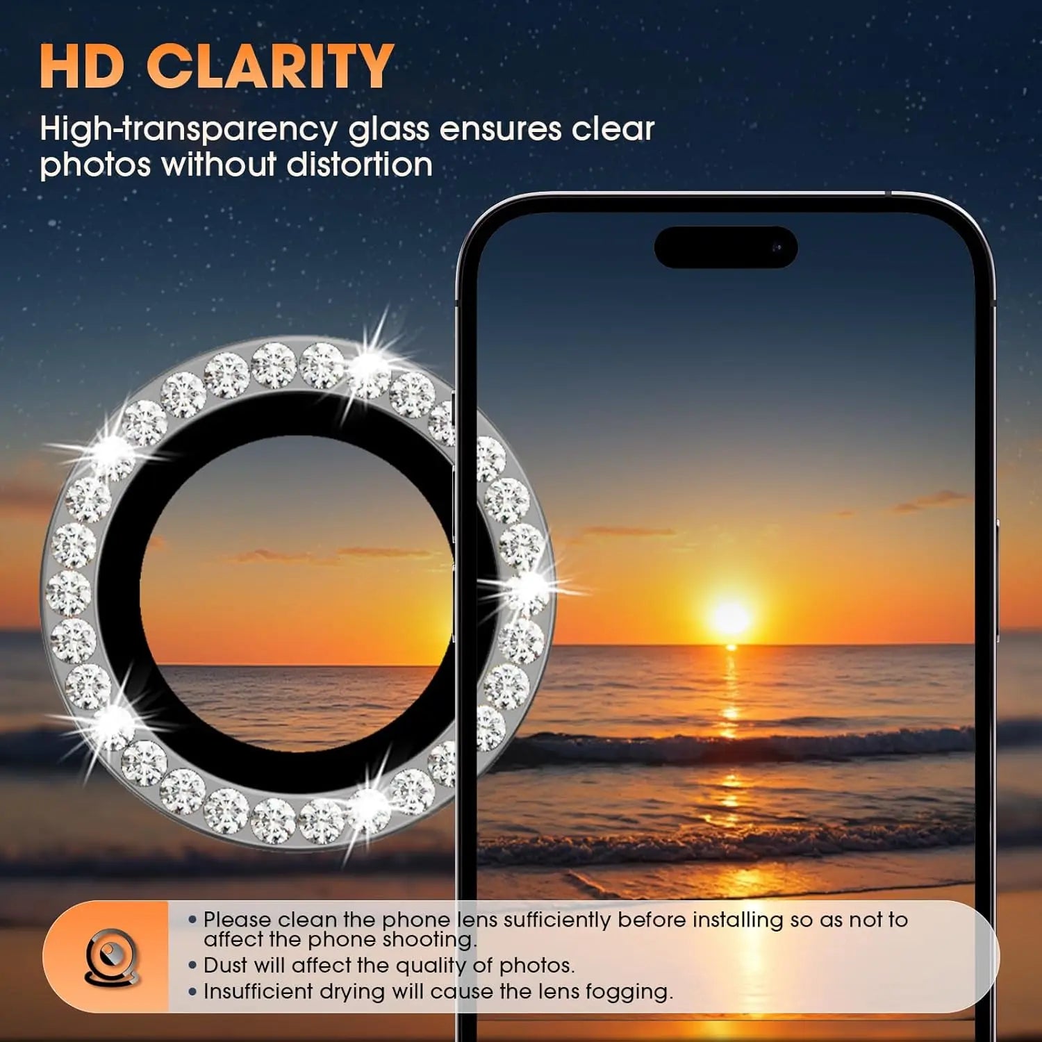Entronix Camera Lens Protector Compatible with iPhone 17 Pro/17 Pro Max - Luxury Diamond Metal Cover ENTRONIX