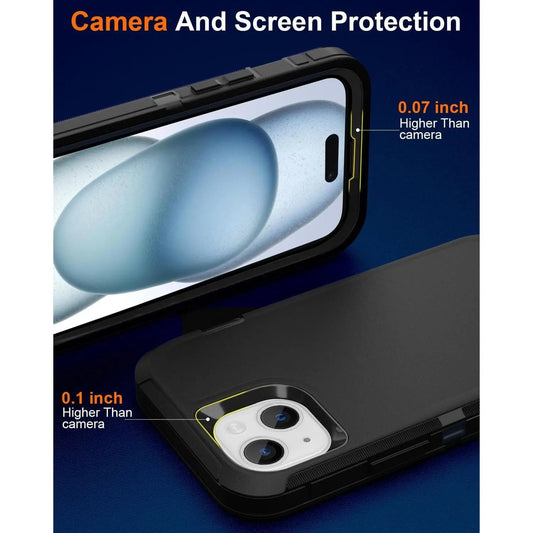 Entronix 3-in-1 Bundle for Apple iPhone 15 Plus, Heavy Duty Case & 2 Clear Tempered Glass Screen Protectors - Entro Retail
