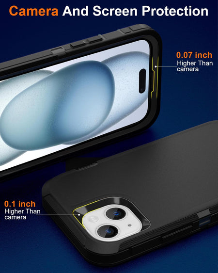 Entronix 3-in-1 Bundle for Apple iPhone 15, Heavy Duty Case & 2 Clear Tempered Glass Screen Protectors - Entro Retail