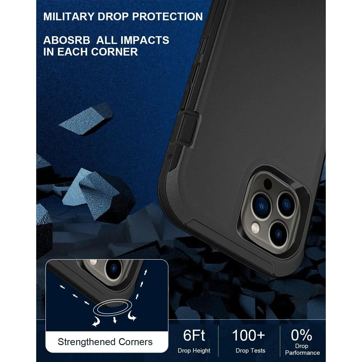 Entronix 3-in-1 Bundle for Apple iPhone 13 Pro Max, Heavy Duty Case & 2 Clear Tempered Glass Screen Protectors - Entro Retail