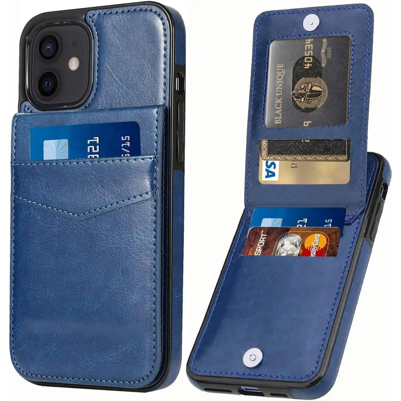 Entronix Slim Wallet Case for Apple iPhone 12/12 Pro, Leather Wallet & Card Holder Bumper Cover, - Entro Retail