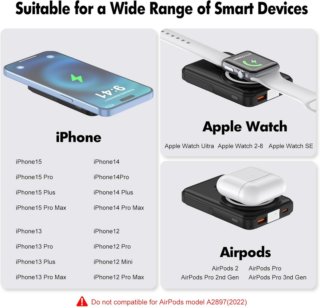 Entronix [Magnetic] Wireless Power Bank - 10000 mAh USB-C/iPhone/Android