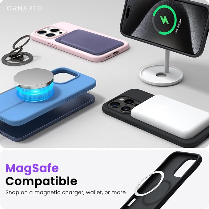 Entronix Case Magnetic Compatible Silicone Case Designed for Apple iPhone 15 Pro Liquid Case, Shockproof with Wireless Charging Built - Entro Retail