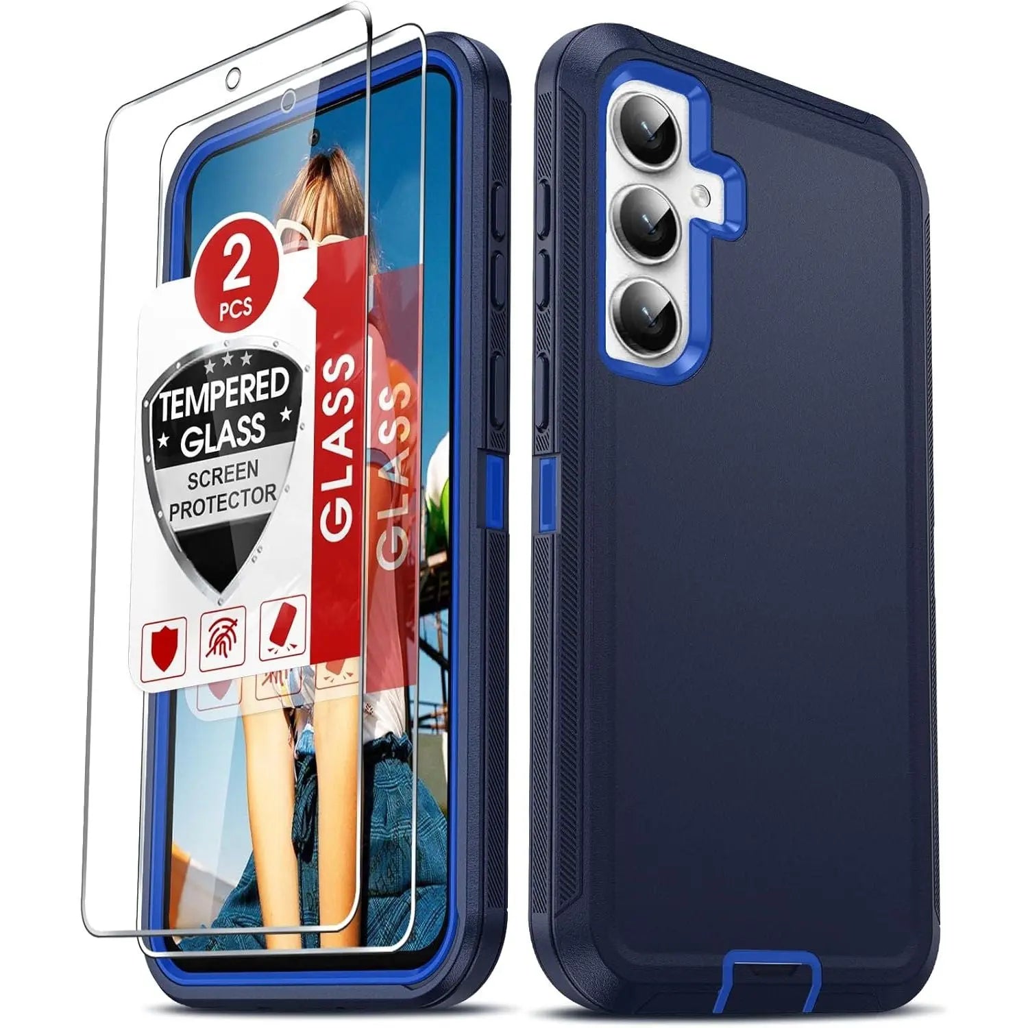 Entronix 3-in-1 Bundle for Samsung Galaxy A15, Heavy Duty Case & 2 Clear Tempered Glass Screen Protectors - Entro Retail