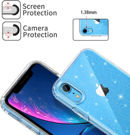 Entronix Glitter Clear Case for Apple iPhone XR, Crystal Clear Sparkly Bumper Cover - Entro Retail