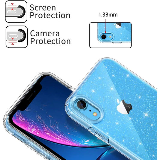Entronix Glitter Clear Case for Apple iPhone XR, Crystal Clear Sparkly Bumper Cover - Entro Retail