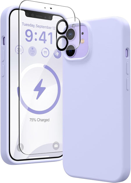 Entronix Apple iPhone 12 Mini 3-in-1 Bundle - Liquid Silicone Case, 1 Clear Screen Protector & 1 Camera Lens Protector, - Entro Retail