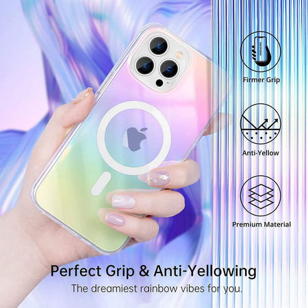 Entronix Holo Clear Case for Apple iPhone 13 Pro Max, [Magnetic-Compatible] Rainbow Iridescent Bumper Cover - Entro Retail